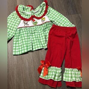 Grinch GreenCheckered and Red Kids Set